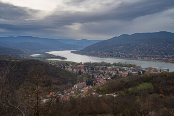 Fototapeta na wymiar Towns along the Danube River in Hungary