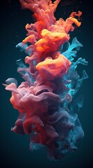 Expressive shining warm multicolored smoke similar to an abstract flower. Festive background for modern design and decor.