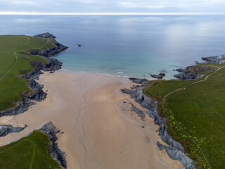 Poly Joke beach cornwall england uk from the air 