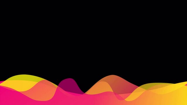 Transparent red and yellow wavy animated border with alpha channel. Motion graphic background