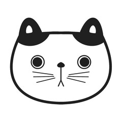 Cute face cat , Face Cat Doodle Art, set of head lovely cats , sketch for coloring book.	