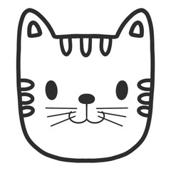 cat face funny ,Face Cat Doodle Art, set of head lovely cats , sketch for coloring book.