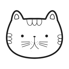 cat face funny ,Face Cat Doodle Art, set of head lovely cats , sketch for coloring book.	