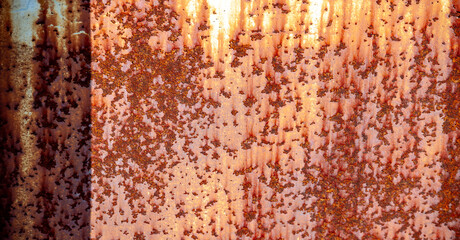 Rust on metal. Texture, background, pattern. When iron comes into contact with water and oxygen, it...