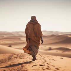 Arab man in the desert. Generative AI.