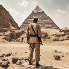 Archaeologist in Egypt. Generative AI.