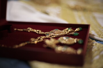 Gold jewelry presented to the Moroccan bride on her wedding night