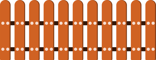 Wooden wall or wooden fence, flat style