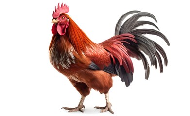 Fototapeta premium Rooster on a white background. Generative AI.