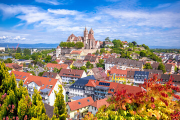 Historic town of Breisach cathedral and rooftops view - obrazy, fototapety, plakaty