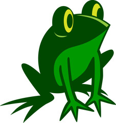Green frog illustration cute cartoon vector