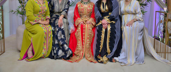 Moroccan wedding. Moroccan women wearing the Moroccan caftan