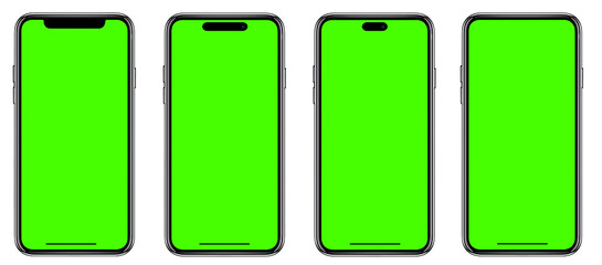 Smartphone frameless mockup. Studio shot of green screen smartphone with blank screen for Infographic Global Business web site design app, Content for technology - include clipping pat.