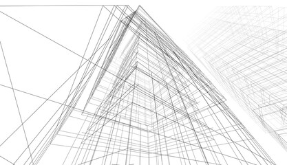 Abstract buildings. Architectural background 3d illustration