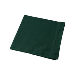 Folded dark green tissue napkin isolated over white background