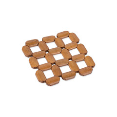 Wooden trivet mat isolated over white background
