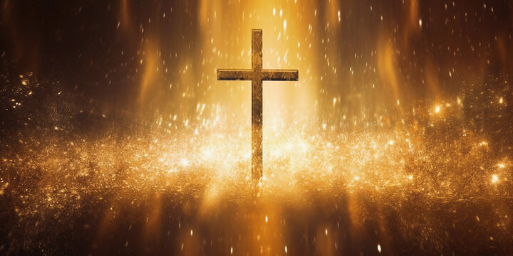 fulgor religious cross in abstract wallpaper Image ai generate