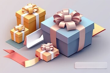 Gift boxes with ribbons and place for your text