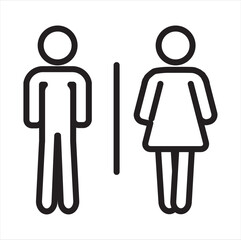 restroom icon vector, wc room icon, male and female 