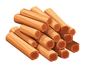 stacked wooden tree trunk, isolated