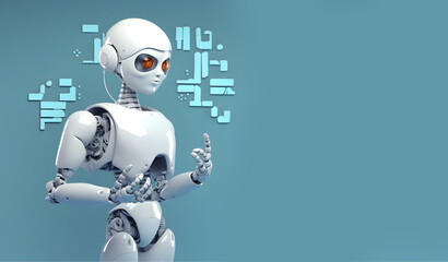 Robot with data information. Concept of chatbot or ai assistant. AI generated