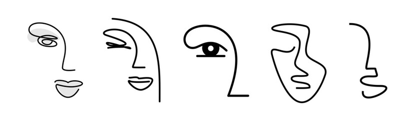 girl face silhouette and outline. logos for a beauty salon. make-up and cosmetology. female emblem portrait