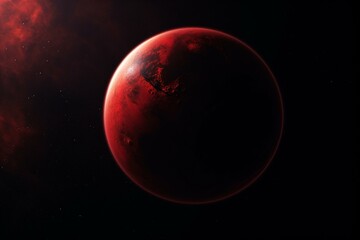 Obraz na płótnie Canvas Crimson planet in vast expanse of space. Generative AI