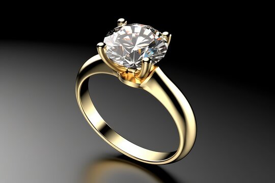Diamond gold engagement ring. Generative AI