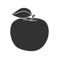 Apple Fruit Icon Silhouette Illustration. Agriculture Product Vector Graphic Pictogram Symbol Clip Art. Doodle Sketch Black Sign.