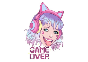 Goog game. Portrait of the gamer girl.