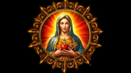 Immaculate Heart of the Holy Mary. AI generativ.