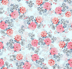 Naklejka na ściany i meble Textile floral flower texture patterns for fabric digital print