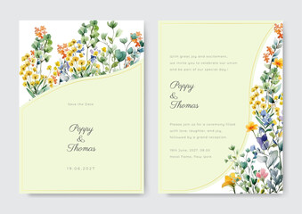 Elegant nude floral wedding invitation template