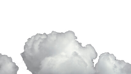 Fluffy clouds on a transparent background. White clouds close-up. Cumulonimbus