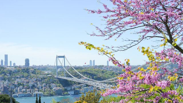 View of Istanbul from Otagtepe with Fatih Bridge. Travel Istanbul background photo