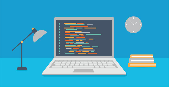 programming and coding software on computer screen concept