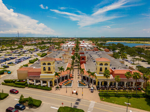 Aerial drone photo Miromar Outlets in Estero FL USA