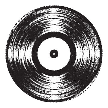 recommend clip art: Gramophone Black Vinyl LP Record Silhouette Isolated on White Background With Stipple Effect. Vector Illustration