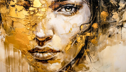 Woman in Acrylic Synthography Illustration Abstract Generative AI KI Wallpaper Digital Art Background Journal Graphic