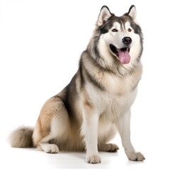 Alaskan Malamute dog isolated on white background. Generative AI