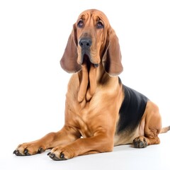 Bloodhound dog isolated on white background. Generative AI - obrazy, fototapety, plakaty