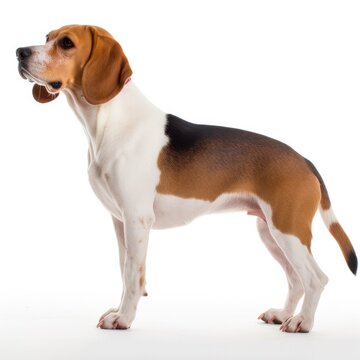 Beagle dog isolated on white background. Generative AI