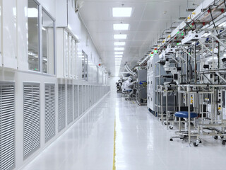 Electrical clean room lab and engineer is working