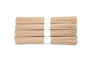Dry Soba Bundle Isolated, Raw Buckwheat Noodles, Uncooked Buck Wheat Pasta, Soba Spaghetti