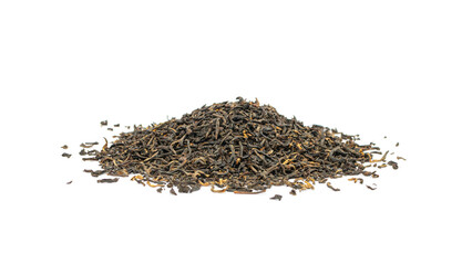 Black Tea Leaves Isolated, High Quality Black Tea Pile, Dry Organic Indian Drink, Black Tea Leaves on White