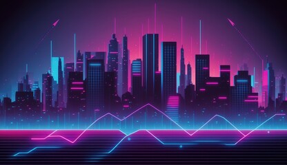 Fototapeta premium Illustration of purple city buildings, generated by AI