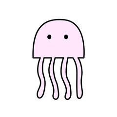 Pink jellyfish icon. Cartoon. Vector. Illustration