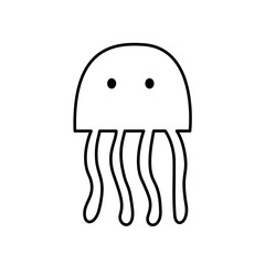 Jellyfish icon. Outline. Cartoon. Vector. Illustration - obrazy, fototapety, plakaty