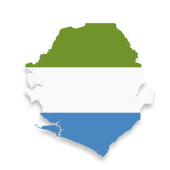 Sierra Leone flag map on white background with clipping path 3d illustration