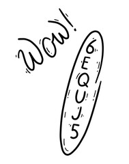 WOW alien radio signal in doodle cartoon style, extraterrestrial intelligence